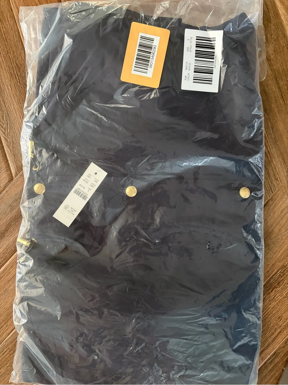 J Crew: Perfect Raincoat Navy Long Raincoat with Gold Hardware